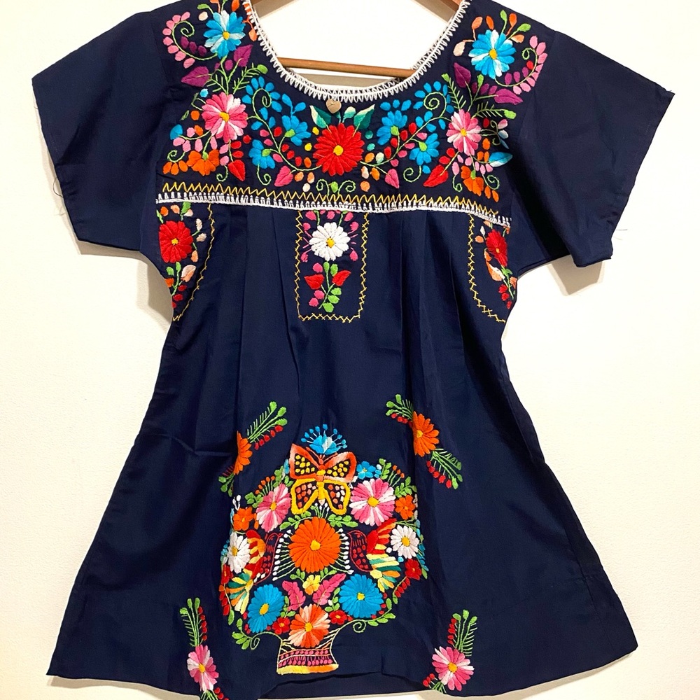Mexican mini dress embroidered birds